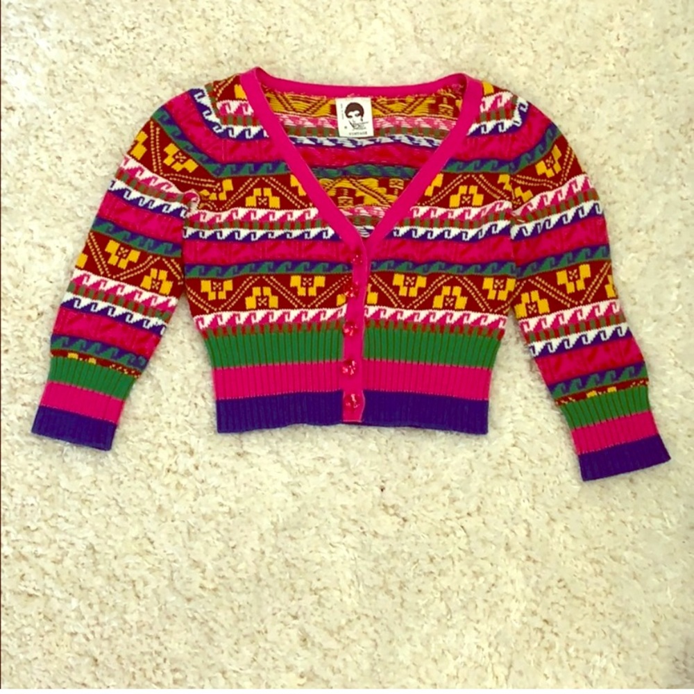 🍓Betsey Johnson Vintage Crop Sweater Sz XS